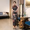 Этническая одежда Slim Long Women Cheongsam Sexy Spell High Split Qipao Floral Print Stage Show платье с коротким рукавом китайский ретро формальный 4xl