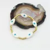 Link Bracelets 10pcs/lot Colorful Evild Eye Glazed Glass Bead Bracelet Gold Plated Copper Handcraft Jewelry Wholesale