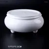 Piatti Vassoio di azoto liquido per ghiaccio secco Ristorante giapponese creativo Cucina Sashimi Piatto per sushi Cucina domestica Stoviglie in ceramica rotonda bianca