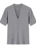 T-shirt femme chemisiers et chemises en tricot vêtements d'été pour femmes col en V vert bleu gris mince maigre haut à manches courtes t-shirt 230130