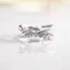 Wedding Rings Unique Design Criss Cross Ring Cubic Zirconia Silver Color For Women Bride Engagement Bands Gifts Trendy Jewelry