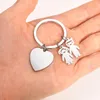 Nyckelringar vnox gratis anpassad hjärtafamilj kärlek för kvinnor män smycken anti allergi rostfritt stål pojkar flickor charm Keyring gåvor