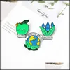 Pins Brooches Natural Green Enviromental Protection Enamel Pins Creative Earth Water Apple Gift For Friends Lapel Clothes Bag 450 Q Dhwq2