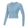 Actieve shirts lichtgewicht crew nek nek yoga sport vrouwen met lange mouwen vrouwen gezellige zachte huidvriendelijke fitness Activewear workout gewone crop top