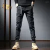 Men's Jeans Gray Autumn Men Casual Slim Fit Pencil Pants Winter Streetwear Fashion Mens Denim Trousers CP2092