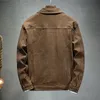 Herrjackor våren Autumn Brown Denim Jacket Fashion Casual Cotton Elasticity Slim Fit Jeans Coat Man Brand Clothes 230130