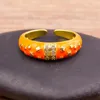 خواتم الزفاف AIBEF TREND NEON MONAMEL SHINY ZIRCON RING WIND GOLD GOLD FASHION PARTHERMENT