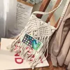 Bolsas de ombro 2023 Bohemian feita artesanal bolsas de malha corda net insol Summer praia algodão Hollow Out Tassels Leisure Crossbody