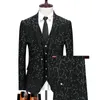 Męskie garnitury Blazer Blazer Pants kamizelki garnitury sukienki ślubne kwiatowy nadruk 3 -częściowy zestaw męski luksusowy brązowy płaszcz płaszcza płaszcza kamizelki 230130
