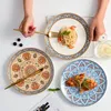 Tallrikar europeisk stil keramisk bohemisk middagsplatta kreativ handmålad efterrätt frukt hushåll grunt biff maträttsdubblar
