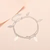 Anklets Women's Leaf Anklet Fathing Fashion i młoda osobowość platowana 925 Srebrna podwójna warstwowa kulki kulki