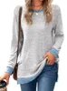 Camiseta feminina feminino de manga longa bolsos sólidos moletom leve 230130