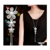 Pendant Necklaces Creative Three Flowers Allmatch Clothes Accessories Women Sweater Chain Long Necklace Dh Drop Delivery Jewelry Pend Dh2Rg
