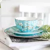 Tassen Japanische Kaffeetasse mit Untertasse Set 250 ml Keramik Bone China Blume Teetassen Frühstück Milch Becher Dekor Trinkgeschirr Schön