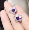 Stud Earrings Per Jewelry Natural Real Amethyst Flower Style Earring 925 Sterling Silver 0.4ct 2pcs Gemstone T8100101