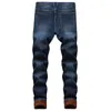 Jeans da uomo autunno e inverno denim addensato da uomo in pile elastico caldo pantaloni dritti moda giovanile