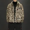Men's Jackets Jacket Leopard Grain Printed Lapel Thicken Warm Zipper Large Size Fashion Personality Male Quality Coat 230130
