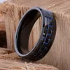 Wedding Rings 8MM Mens Fashion Black Tungsten Carbide Ring Blue Carbon Fiber Inlaid Engagement Band Jewelry Gift For Men