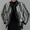 Jaquetas masculinas caem coloros vintage contrastantes xadrez de retalhos xadrez de bombardeiro coreano club de roupas sociais roupas masculinas espessadas