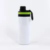 زجاجة مياه رياضية مصنوعة من الألومنيوم بسعة 20 أونصة سعة 600 مللي بجدار واحد من الألومنيوم للشرب مزود بغطاء زجاجات تخييم خارجية محمولة 5 ألوان