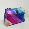 Totes UK Kurt G London Mini Kensington Rainbow Stripe Leather Convertible Crossbody Bag Women Small Flap Purse Bags 0131V23326h