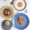 Plates European Style Ceramic Bohemian Dinner Plate Creative Hand Painted Dessert Fruit Household Shallow Steak Dish Tableware