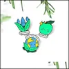 Pins Brooches Natural Green Enviromental Protection Enamel Pins Creative Earth Water Apple Gift For Friends Lapel Clothes Bag 450 Q Dhwq2