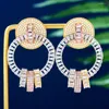 Studörhängen Siscathy Fashion Statement Geometry Circles Drop Earring For Women Wedding Party Dubai Bridal Jewelry Boucle