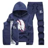 Heren tracksuits 3 stcs vest suit heren tracksuit herfst winter heren set fleece vesthoodiepants streetwear mode casual track pak heren kleding 230130