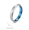 Anneaux de mariage bijoux bon marché en vrac en gros acier inoxydable mat brossé 6 MM 8 MM bleu Simple Couple