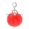 Sleutelchains lanyards massief parel puff kabbit sleutelhouder pluizige harige fuzz aangepaste faux ball vorm pom sleutelhanger druppel levering fash dhdv1