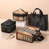 Kosmetiska väskor fall fashionabla nylon kvinnors kosmetika set svart bärbar rese makeup tote arrangör kvinna toalett 230130327u