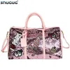 Outdoor Bags Outdoor Pink Woman Sports Bags For Fitness Sequin Gym Bags Women Training Yoga Duffle Bag Glitter Luggage Travel Bag Organizer T230129