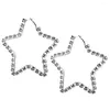 Brincos de argolas originalidade Five Star Women Jewellery Crystal Hyperbole Rhinestone Copper Pattern Circle Charm 2023