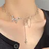 Colares pendentes por atacado 6 lindas pingentes de borboleta pingentes de corrente de titânio colar de aço de aço feminino masculino colar de liga simples