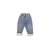 Jeans enfants pantalons d'hiver bébé filles garçons décontracté lâche coréen solide laine d'agneau épaissir chaud Denim pantalon pour tout-petits enfants