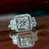 Wedding Rings Luxury Princess Square Cubic Zirconia Design For Women Brilliant Engagement Accessories Fashion Jewelry