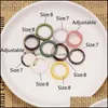 Band Rings 10Pcs/Set Colourf Resin Acrylic Set For Women Geometric Round Girl Temperament Versatile Jewelry Gifts Drop Delivery Dh97Q