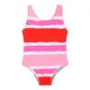 Designer kids swim Children's one-piece swimsuit for summer girls Lovely fashion beach tie pink blu N1Y4#