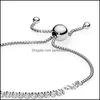 Charm Bracelets 여성 스털링 시어 명확한 CZ 다이아몬드 조절 가능한 크기 빛나는 크리스탈 브레이슬릿 핏 판도라 보석 발렌타인 데이 gif dhanj