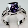 Eheringe Klassische weibliche weibliche Amethyst Ring Mode silberne Farbe Schmuck Schwarz Stein Versprechen Verlobung für Frauen