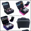 Caixas de armazenamento caixas port￡til Travel Makeup Case Organizer Bag Train Cosmetic para Women Brush Box Bashetile Tool Drop entrega em casa G Otsad