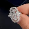 Anillos de boda Forma geométrica Simple Zirconia Cúbica Compromiso Mujer Cristal Delicado Micro pavé Joyas Ropa Cotidiana Fiesta Lindo