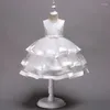 Vestidos de menina vestidos brancos para crianças roupas de renda para crianças vestido infantil banheira tule bolo bolo de princesa festas casamentos de dança de dança