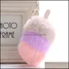 Keychains Lanyards Fluffy Ice Cream P￤ls Boll Key Ring Charm Hanging Pompom Keychain Plush Pendant Bag KeyFobs Holder Ornament 7 St DHL5H