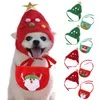 Dog Apparel 2023 Christmas Hat Pet Cap Bandana Scarf Bibs Santa Elk Cute Cosplay Costume Outfit For Small Medium Doggy Cats Headgear