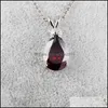 Pendentif Colliers Fashion Style Synthétique Zircon Teardrop Collier Sier Couleur Bijoux Violet Rose Vert Cristal Autrichien Femmes Drop Otzgt