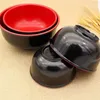 Bowls 2pcs Melamine Black And Red Bowl Imitation Porcelain Rice Soup Tableware For Restaurant Home (4.5inch)