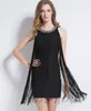 Casual Dresses Women Sexy Tassel Flapper Mini Dress Vintage Metal Chain Neck Bodycon Gradient Swing Fringe Club Party Vestidos