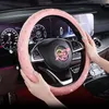 Stuurwielbedekkingen Lady Crystal Car Cover Women Red Pink Black Leather Universal 38cm Bling Accessories Auto Decoration for Girl